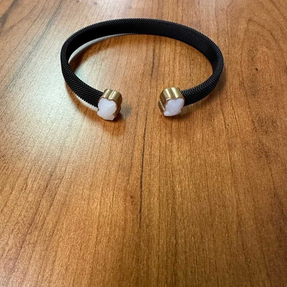 Elegant Black Bracelet with teddy bears on end. Bracelet only